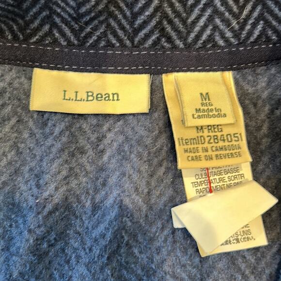LL BEAN Navy Blue Chevron Fleece Poncho Medium - Picture 9 of 9